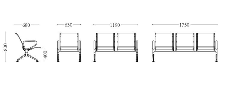 不銹鋼機場(chǎng)椅/等候椅-SJ629(圖2) undefined