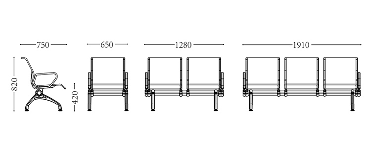 鋁合金機場(chǎng)椅/等候椅-SJ900M8(圖2) undefined